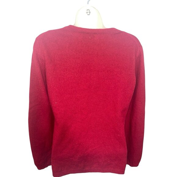 QI CASHMERE Women's Size Medium Red 100% Cashmere Sweater READ FLAWED - Picture 3 of 16